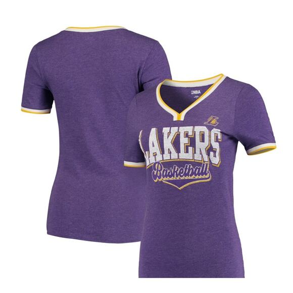 NBA Tops - NBA Women's Purple Los Angeles Lakers Basketball V-Neck T-Shirt Medium NWT